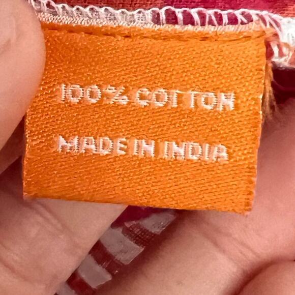 Oliphant Red Pink Pattern Off Shoulder Blouse - Picture 4 of 5